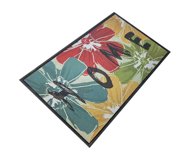 Acomoda Textil – Felpudo de Entrada, Alfombra Rectangular de Goma Multicolor