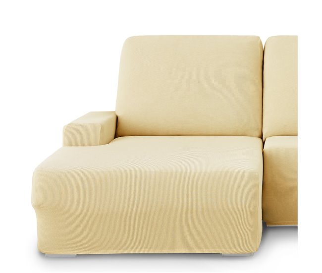 Eiffel Textile Funda de sofa chaise longue elástica adaptable dos piezas. Milan. Chaise Longue Izquierdo Brazo Corto Beige