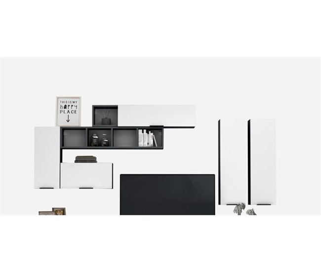 Compacto TV STONE blanco y gris 280cm Blanco