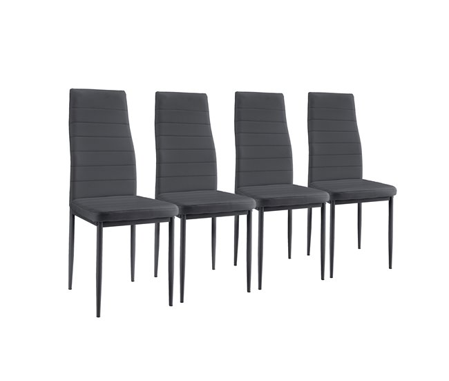 Set de comedor Jørpeland  mesa de comedor con 4 sillas MDF acero 120x60 Negro/ Gris