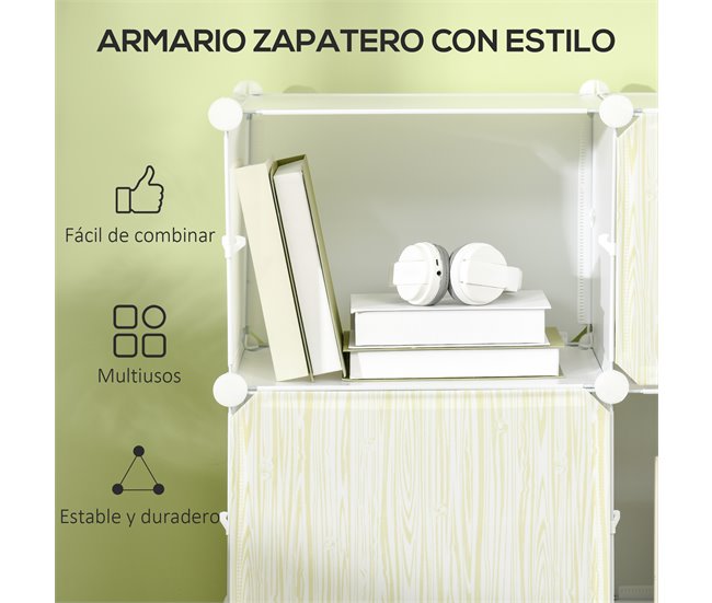 Armario Modular PP, Acero HOMCOM, hogar - muebles de dormitorio Natural/ Blanco