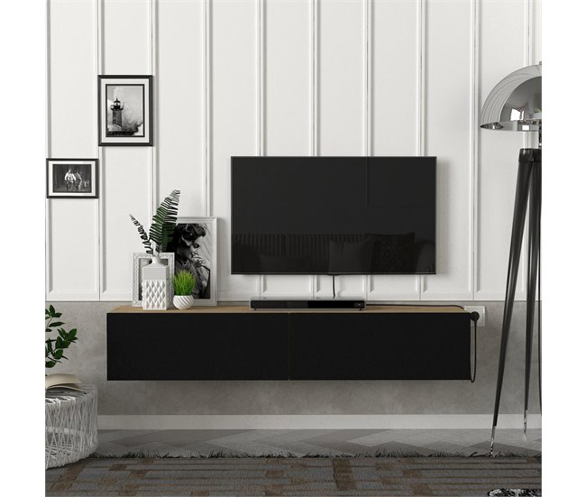 Mueble Tv Suspendido Toivakka Aglomerado 135 X 31 X 25 Cm - Roble /  Antracita [en.casa] con Ofertas en Carrefour