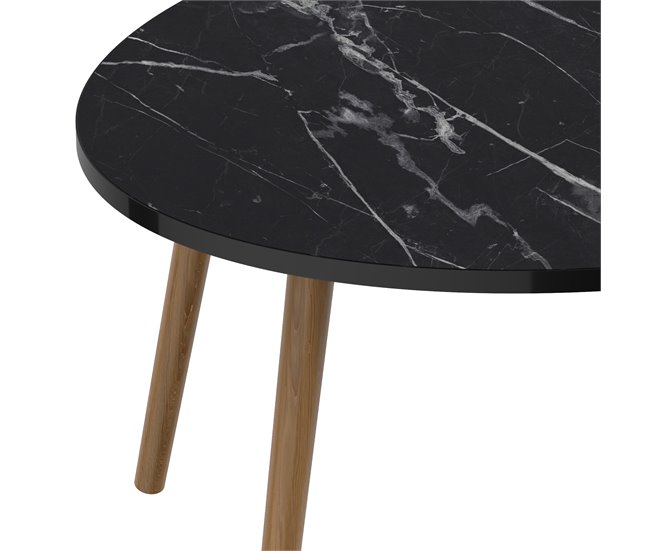 Mesa de centro Sindal ovalada aglomerado y madera 90x50 Negro