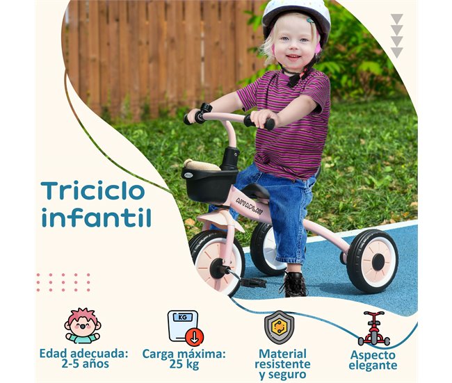 Triciclo para bebés | Barra de empuje y bicicleta de bebé resistente con  ruedas de EVA | Triciclo de juego para niños pequeños y preescolares | 2-5