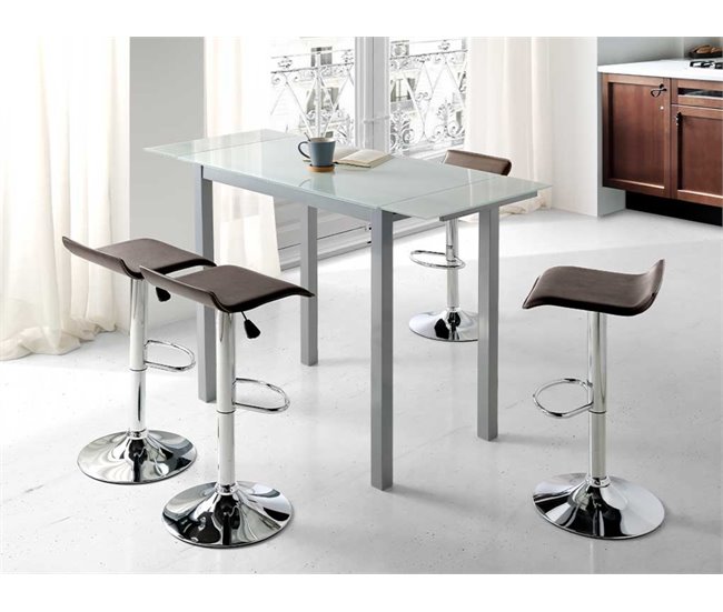 Mesa de cocina extensible - Cristal Verde, 100/140x60x76 cm - CALCUTA