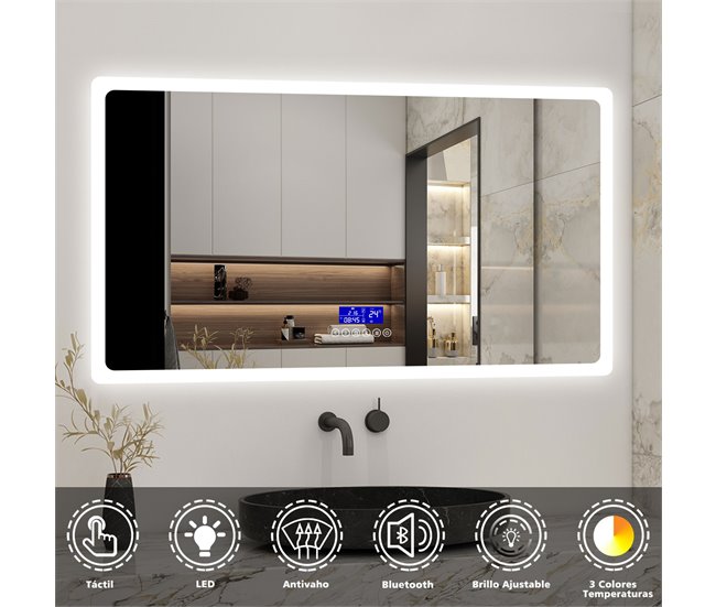 Espejo de baño LED + Bluetooth + Lupa 70x120 Natural
