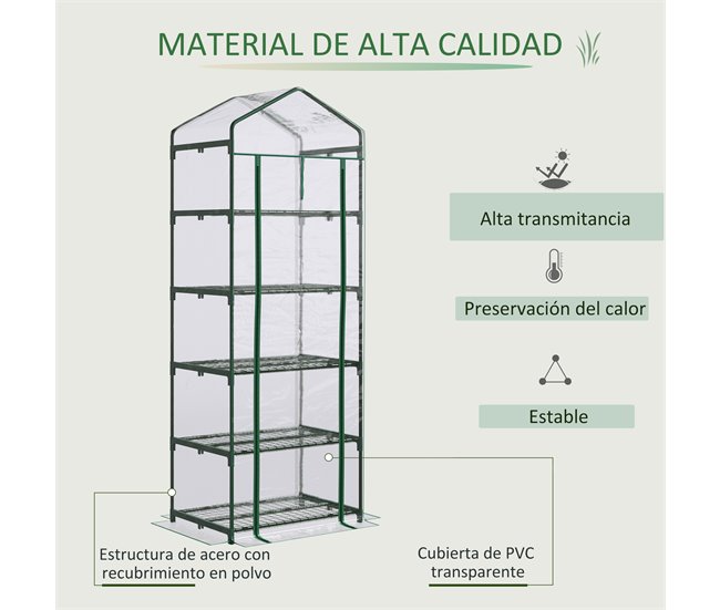 Invernadero de Jardín Acero, PVC Outsunny Transparente