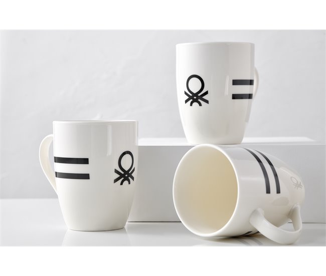 Set mug BLACK&WHITE 4 piezas marca BENETTON Blanco