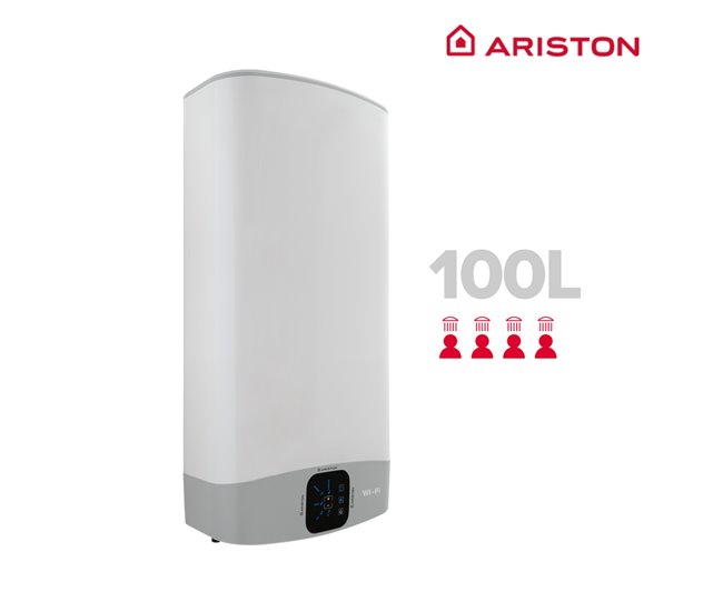 Termo eléctrico, Ariston, Velis Wifi 100 litros, Vertical u Horizontal, Clase Energetica B Blanco Lacado