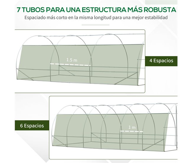 Invernadero de Túnel Metal Galvanizado y PE Outsunny Verde