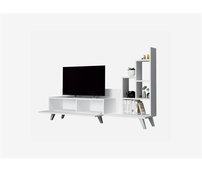 Mueble  TV BINGO color blanco 2 cajones Blanco