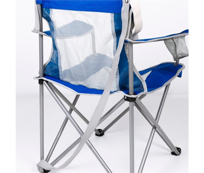 Silla plegable camping con posavasos y respaldo transpirable Aktive Azul