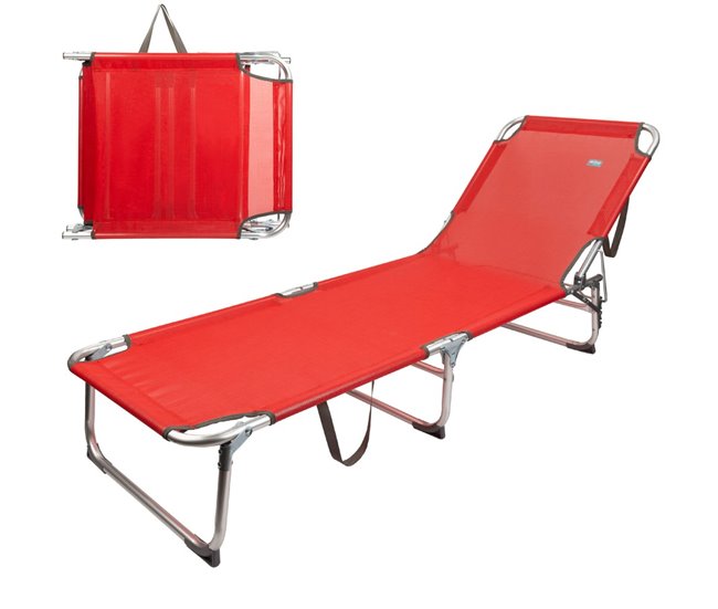 Tumbona plegable de aluminio 3 posiciones Aktive Beach Rojo