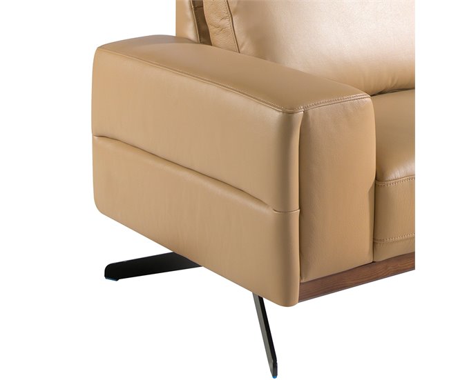 Sofá chaise longue tapizado en piel Arena