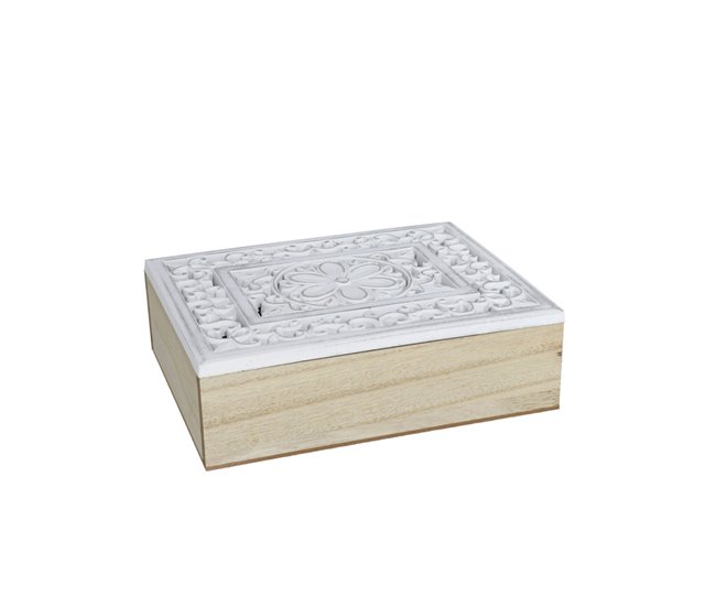 Caja madera deco TRIBAL blanca Blanco
