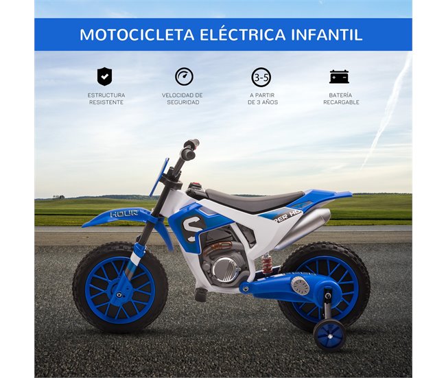 Moto Eléctrica Infantil HOMCOM 370-165V90RD Azul
