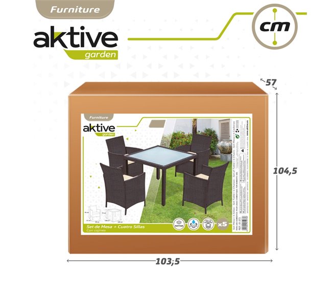 Set muebles de terraza sillas y mesa ratán Aktive Negro