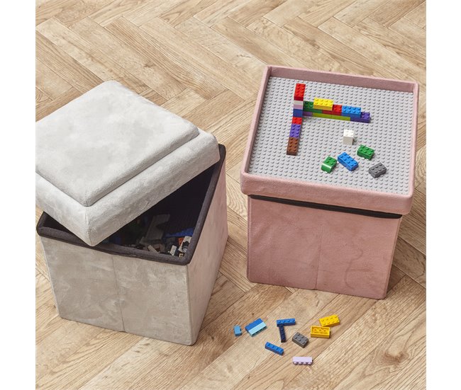Caja-Puf Plegable Lego Rosa