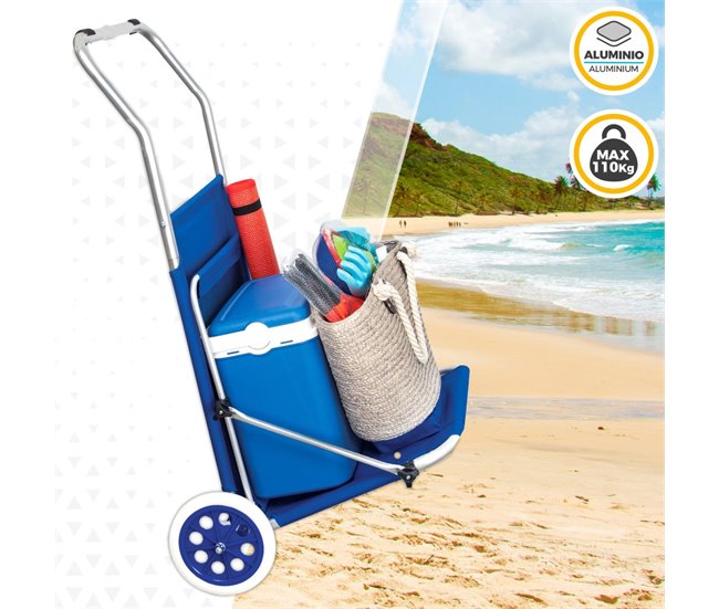 Tumbona carrito de playa plegable 2 en 1 Aktive Beach Azul