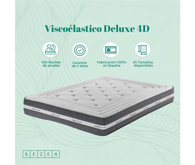 Colchón viscoelástico Deluxe 4D Bezen Ergonómico|Alta Gama|Firmeza Media 