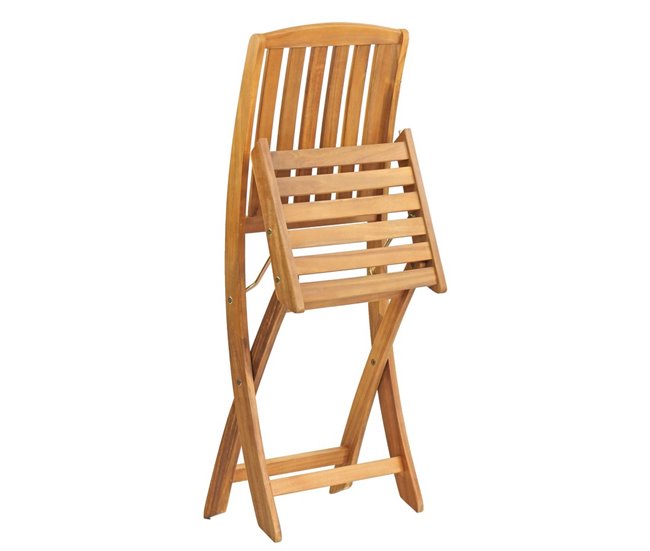 Set 2 sillas de jardín plegables de madera Madera