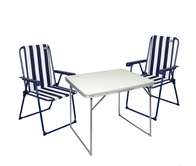 Conjunto de mesa y 2 sillas plegables Aktive Camping Blanco