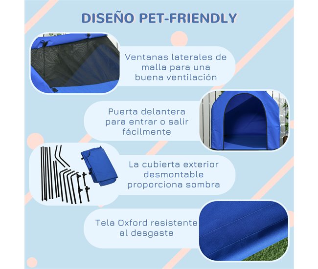 Caseta para Perros PawHut D02-162V01BU Azul