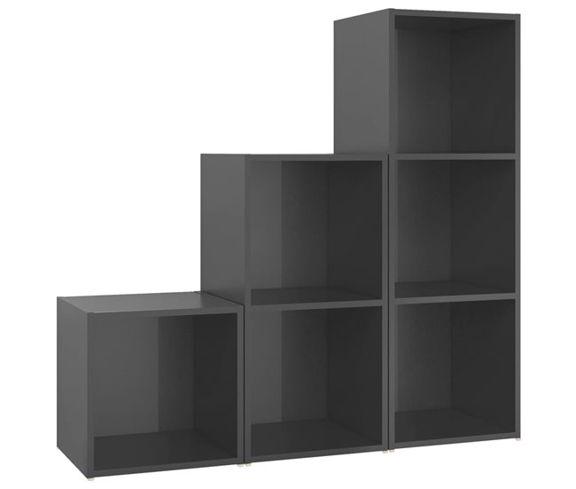 HOMCOM Estantería para Libros de 4 Cubos Librería Modular con 2 Cajones  Extraíbles de Tela no Tejida para Oficina Estudio Dormitorio 61,5x30x61,5  cm Blanco y Gris