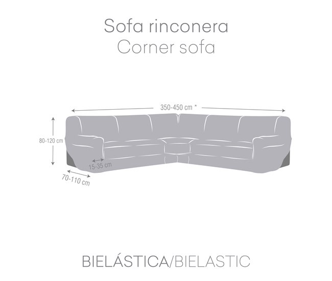 Funda Sofá Bielastica Adaptable Rinconera Modelo Roc Beige