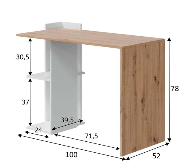 Mesa de escritorio Llanes 2 huecos, madera/blanco Blanco