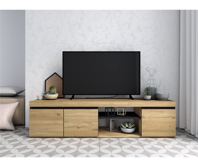 Mueble Modular TV para Salón - 41 x 160 x 40 cm - 32/40/50/55/60/65/70" Roble