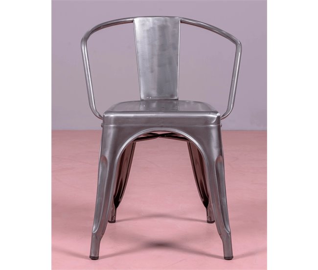 Pack de 4 sillas metálicas con reposabrazos - Bistro Aluminio