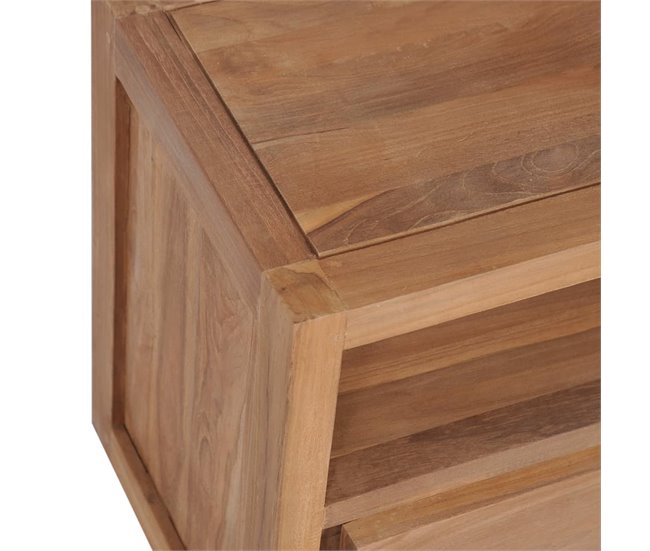 Mueble TV madera teca maciza acabado natural compartimentos 2502183 Marron