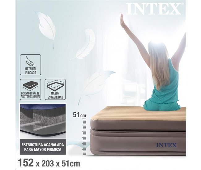 Colchón inflable doble Prime Comfort Elevated INTEX Crema