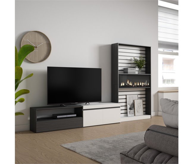 Muebles de Salón para TV 210 Blanco/ Negro