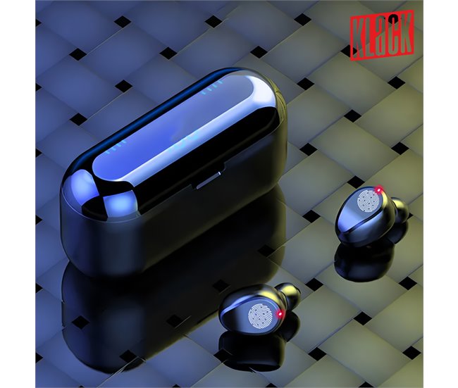 Auriculares Bluetooth True Wireless Klack® KF9 In Ear con Micrófono Negro