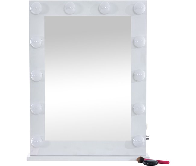 Espejo de maquillaje con luces LED 60x16 Blanco Mate/ Sahara