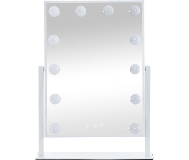 Espejo de maquillaje con luces LED 35x9 Blanco Mate/ Sahara
