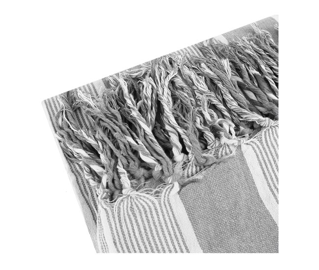 Acomoda Textil – Colcha Multiusos para Sofá y Cama, Mandala con Flecos. Gris