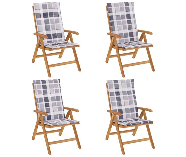 Set 4 sillas de jardin reclinables con cojines Multicolor