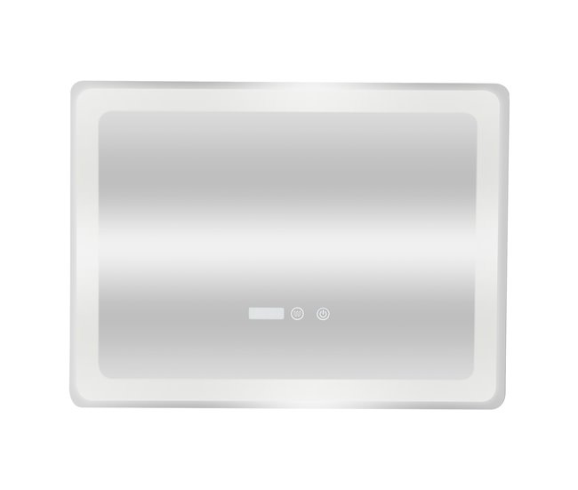 Espejo de pared con LED Casoli para baño antivaho reloj aluminio 80x3 Plata