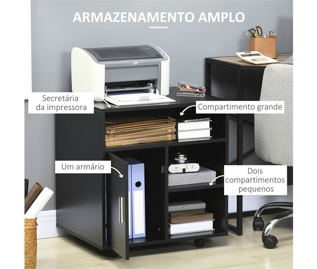 Soporte para Impresora Melamina de Madera HOMCOM Negro