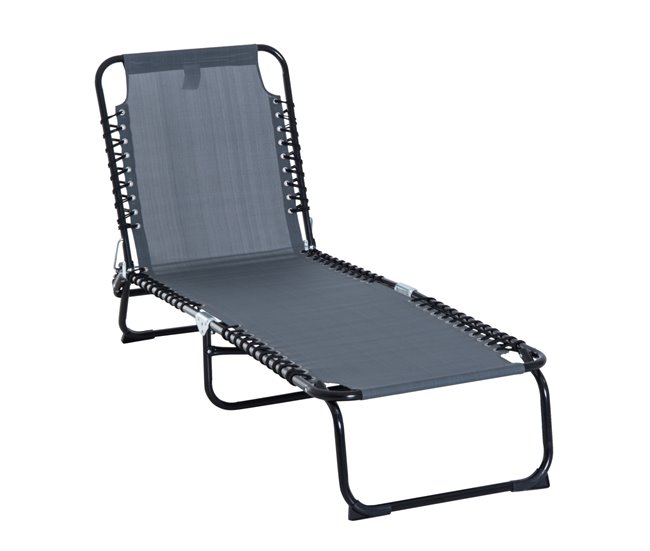 Outsunny Tumbona Plegable Reclinable con Ángulo Ajustable de 3 posiciones  para Jardín Exterior Piscina Terraza Camping Carga 120 kg 190x56x28 cm  Beige Acero Hamaca al Aire Libre Playa