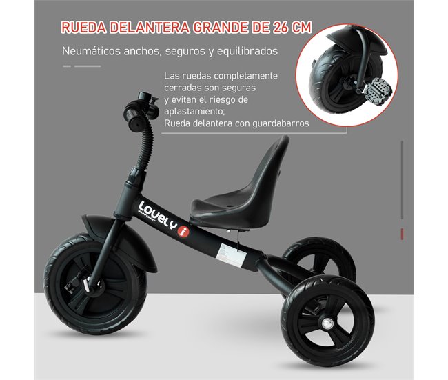 Triciclo para Niños HOMCOM 370-024BK Negro