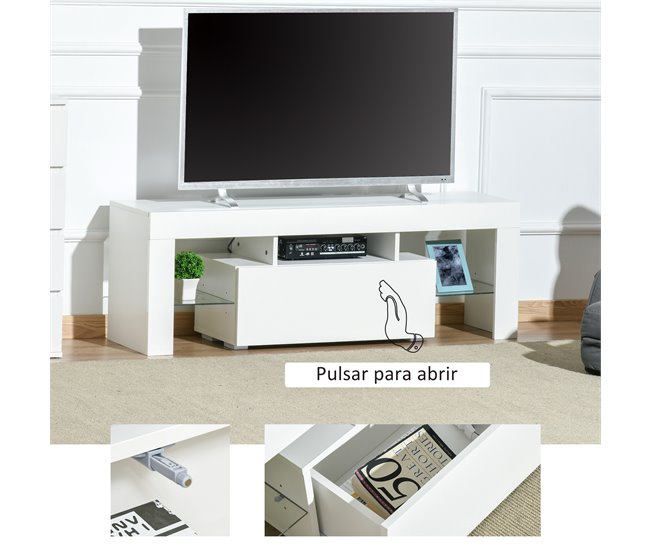 Mueble de TV HOMCOM 839-123V91WT 130 Blanco