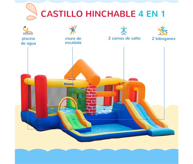 Castillo Hinchable Outsunny 342-055V90 Multicolor