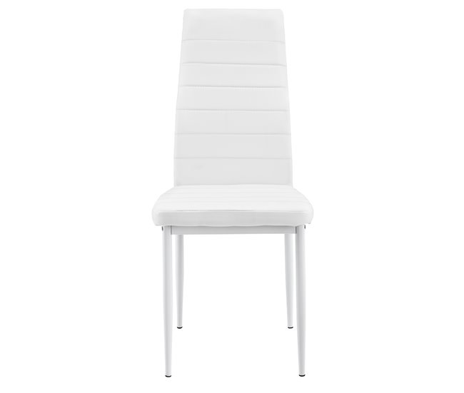 Mesa de comedor con 6 sillas Bjerkvik MDF hierro polipiel 140x60 Blanco