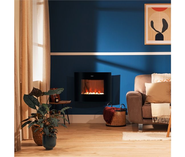 Chimenea eléctrica ReadyWarm 2650 Curved Flames Connected Cecotec Blanco