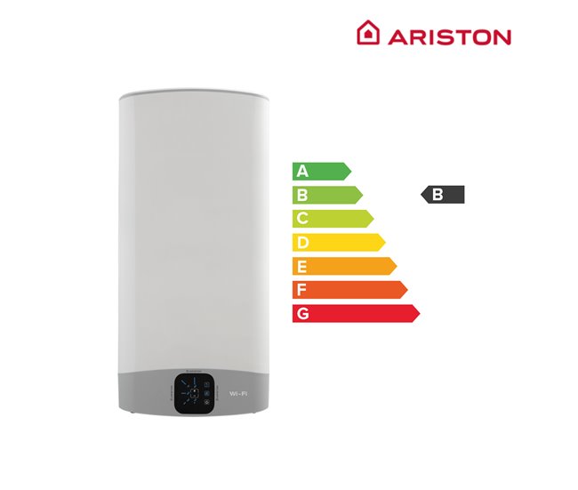 Termo eléctrico, Ariston, Velis Wifi 100 litros, Vertical u Horizontal, Clase Energetica B Blanco Lacado