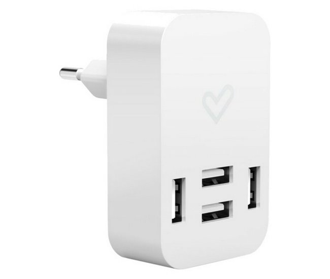 Cargador de Pared Energy Home Charger 4.0A Quad USB Blanco